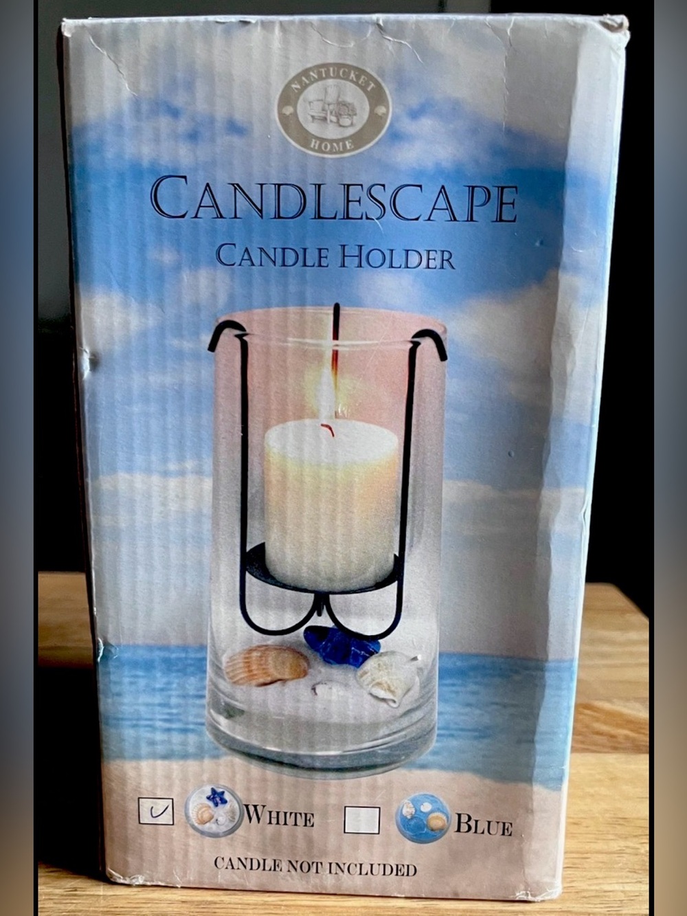Nantucket Home Candlescape Glass Hurricane Candle Holder Coastal Beach Decor 8”